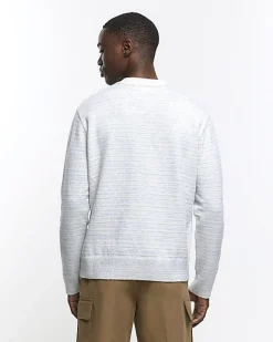 River Island slim fit wool blend crew jumper Blue Discount
