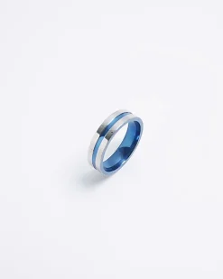 River Island stainless steel cross ring Blue Hot