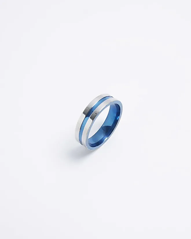 River Island stainless steel cross ring Blue Hot