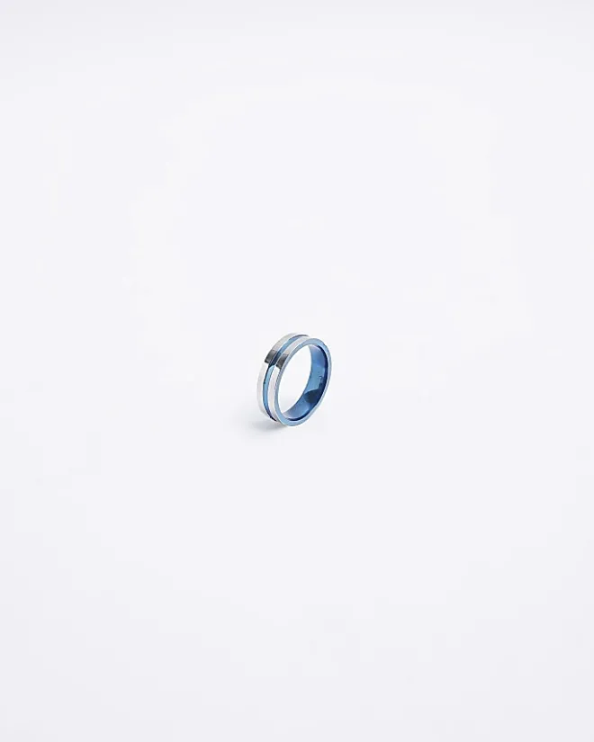 River Island stainless steel cross ring Blue Hot