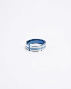 River Island stainless steel cross ring Blue Hot
