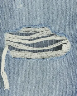 River Island stove pipe straight ripped jeans Blue Clearance