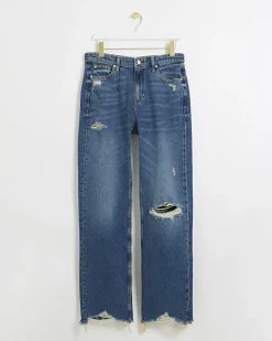 River Island stove pipe straight ripped jeans Blue Best