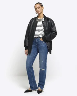 River Island stove pipe straight ripped jeans Blue Best