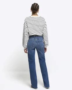 River Island stove pipe straight ripped jeans Blue Best