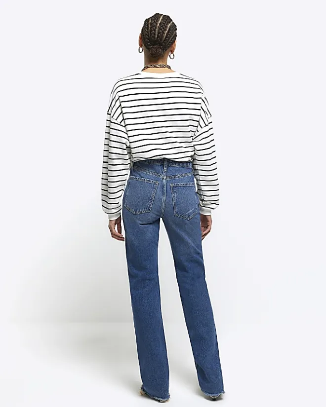 River Island stove pipe straight ripped jeans Blue Best