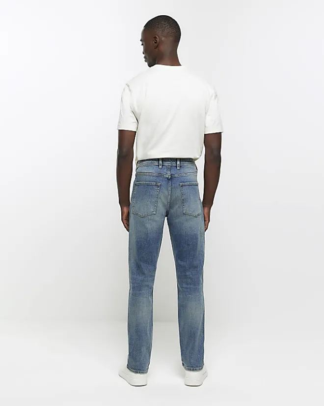 River Island straight fit faded jeans Blue Fashion