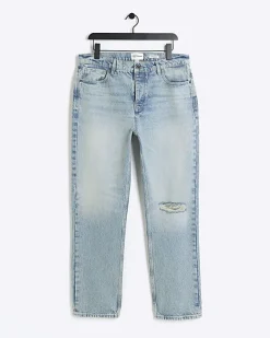 River Island straight fit ripped jeans Blue Discount