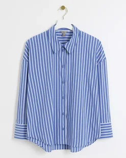 River Island stripe long sleeve shirt Blue Best
