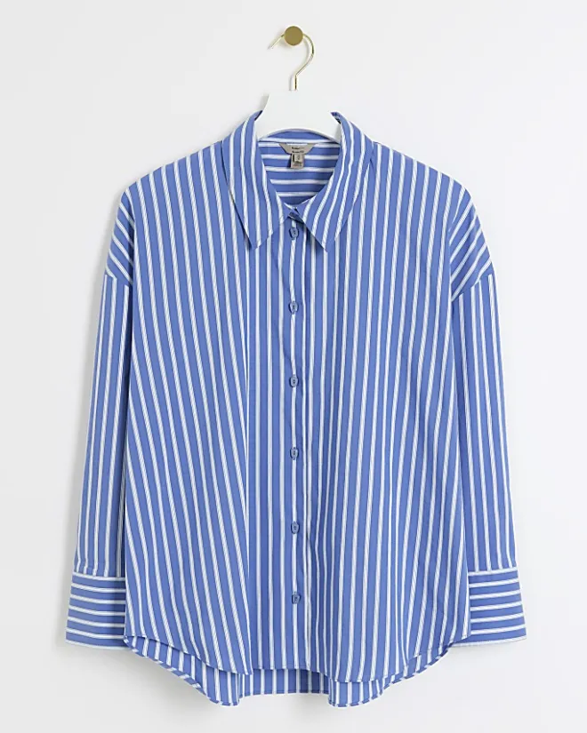 River Island stripe long sleeve shirt Blue Best