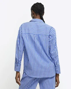 River Island stripe long sleeve shirt Blue Best