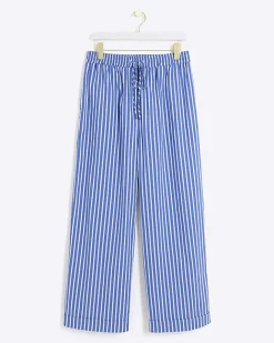 River Island stripe poplin pull on trousers Blue Discount