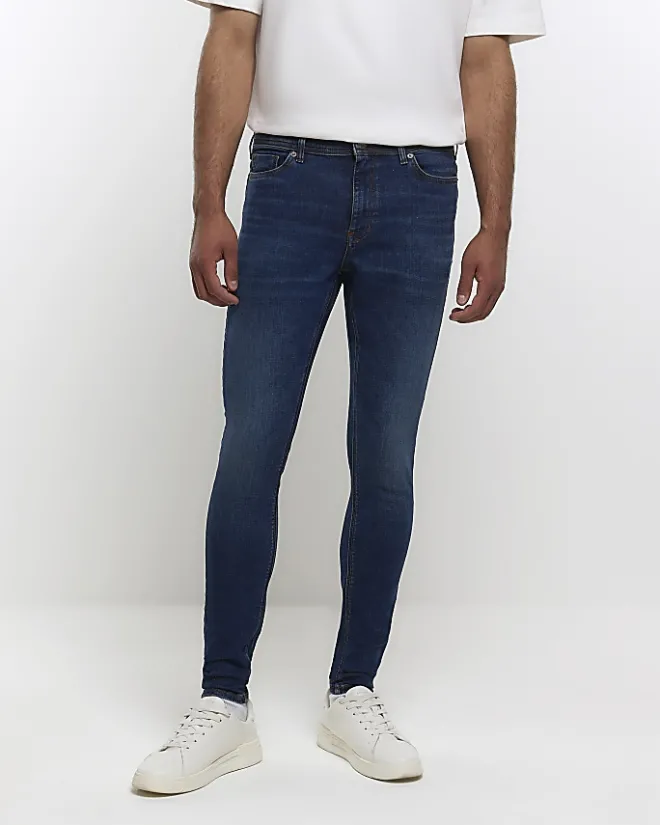 River Island super skinny fit spray on jeans Blue Outlet