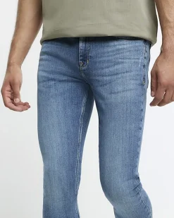 River Island super skinny spray on washed jeans Blue Online