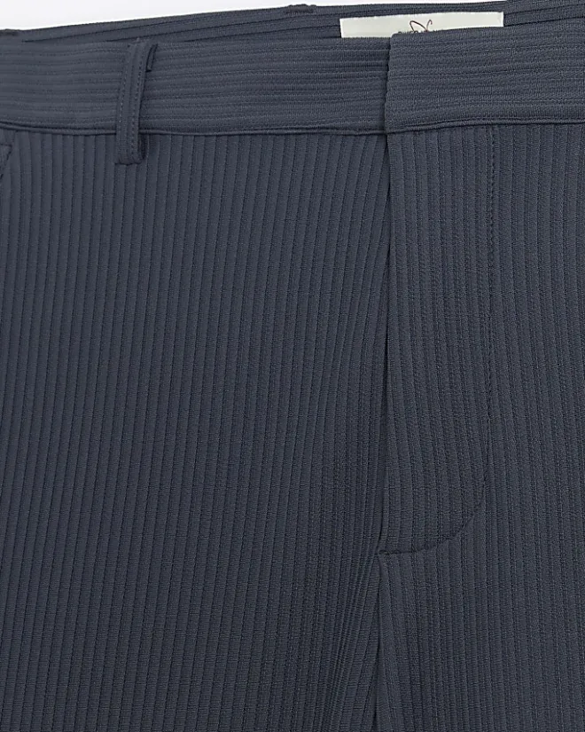 River Island tapered fit plisse smart trousers Blue Sale