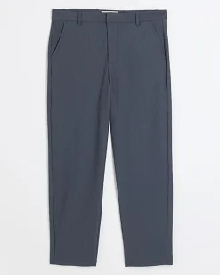 River Island tapered fit plisse smart trousers Blue Sale