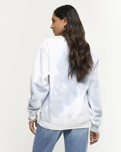 River Island tie dye graphic sweatshirt Blue Sale