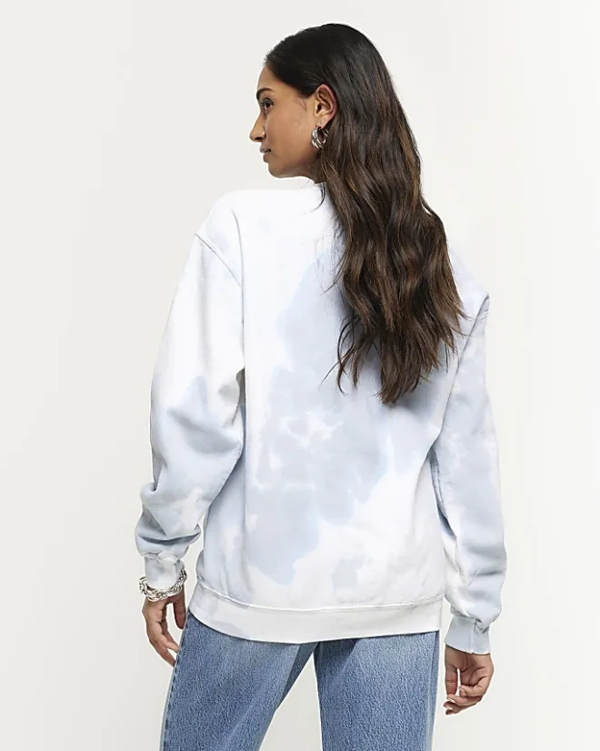 River Island tie dye graphic sweatshirt Blue Sale