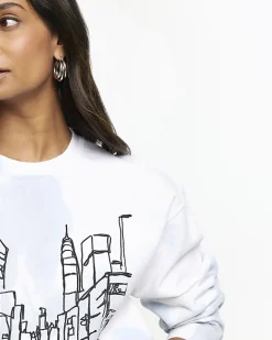River Island tie dye graphic sweatshirt Blue Sale