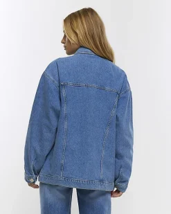 River Island trucker denim jacket Blue Discount