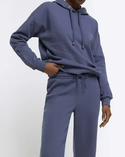 River Island Blue wide leg joggers Grey Outlet