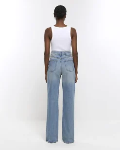 River Island wide leg ripped jeans Blue Discount