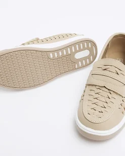 River Island Boys beige weave loafers Stone Fashion
