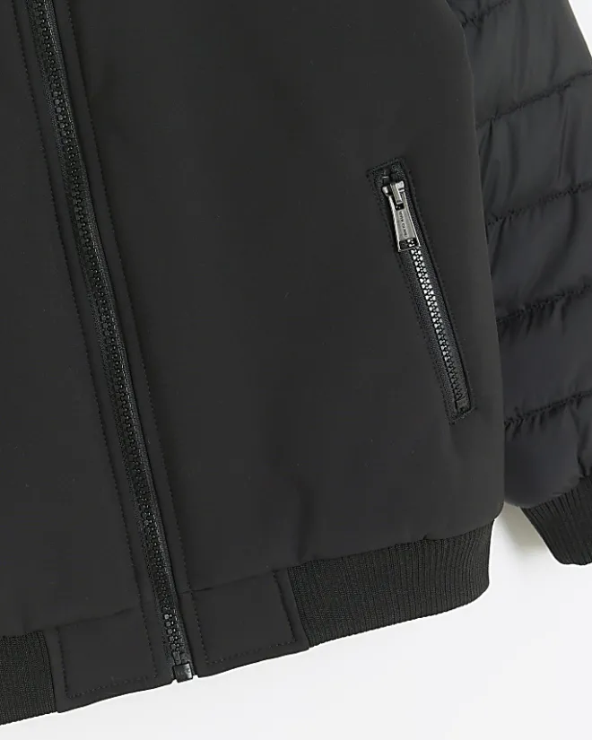 River Island Boys padded sleeve bomber jacket Black Clearance