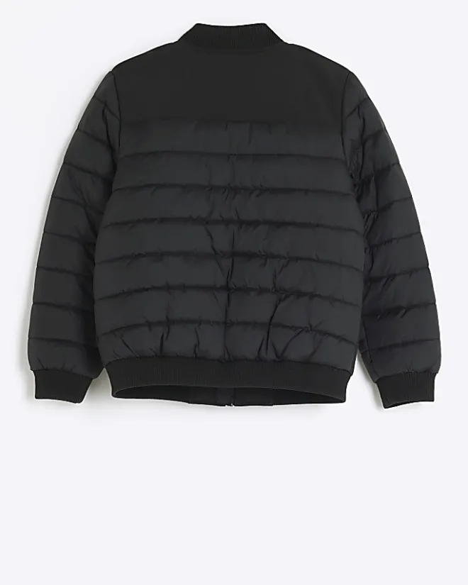 River Island Boys padded sleeve bomber jacket Black Clearance