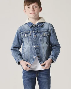River Island Boys hooded denim trucker jacket Blue Best