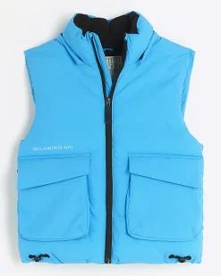 River Island Boys hooded gilet Blue Outlet