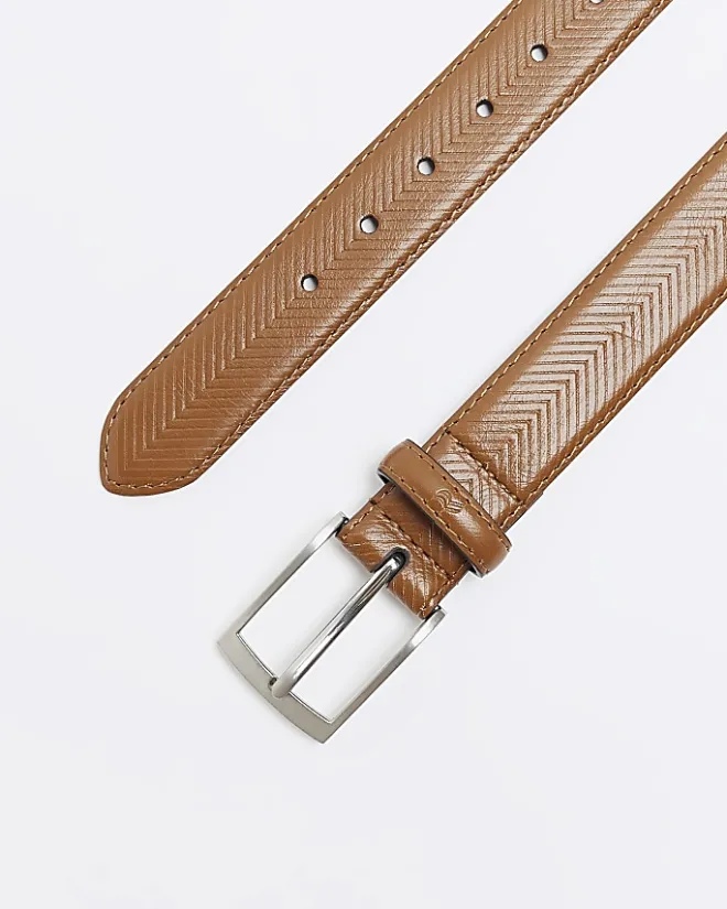 River Island Boys herringbone design belt Brown Online