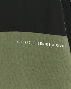 River Island Boys colour block funnel sweatshirt Khaki Outlet
