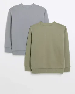 River Island Boys sweatshirt 2 pack Khaki Outlet