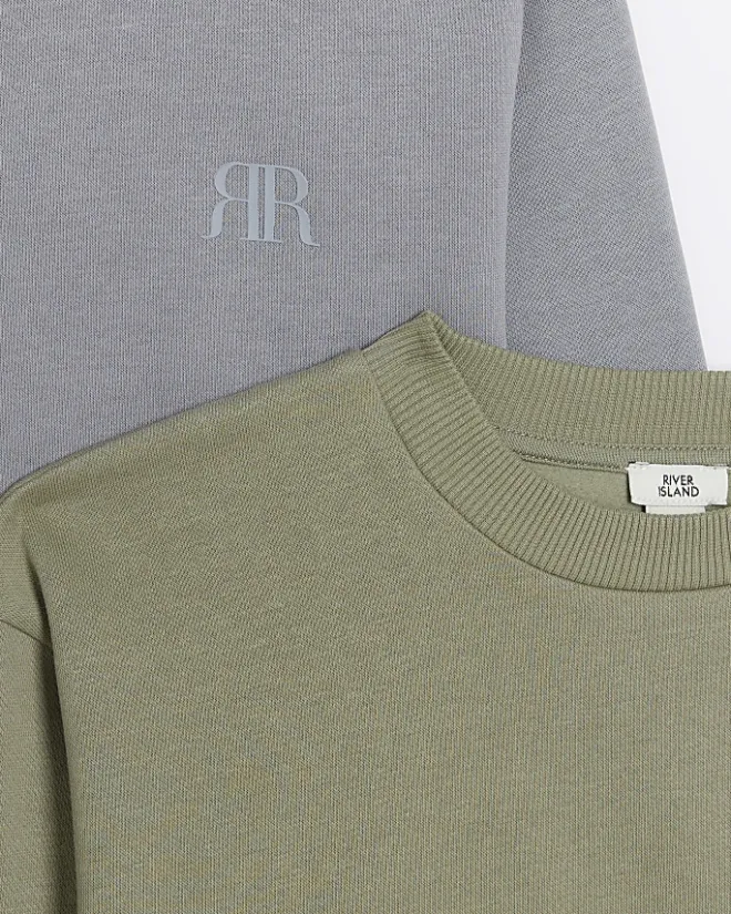 River Island Boys sweatshirt 2 pack Khaki Outlet