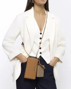 River Island 2 in 1 monogram purse Brown Fashion