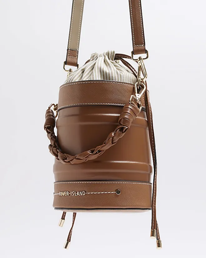 River Island bucket cross body bag Brown Fashion