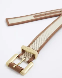 River Island Canvas Belt Brown Hot