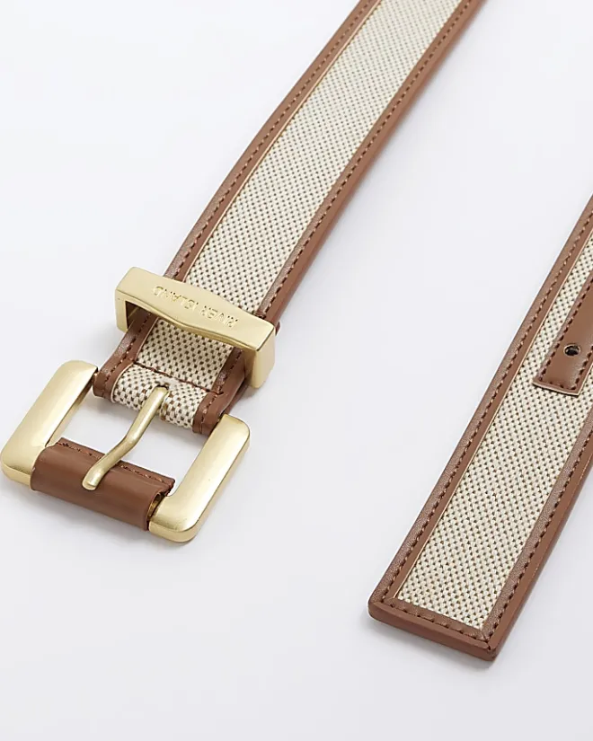 River Island Canvas Belt Brown Hot
