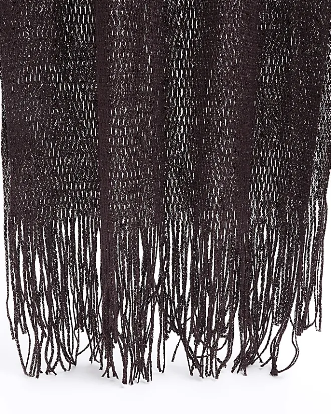 River Island Crochet Glitter Scarf Brown Sale