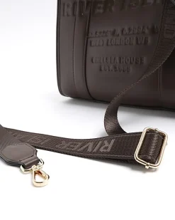 River Island embossed cross body tote bag Brown New