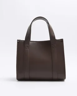 River Island embossed cross body tote bag Brown New