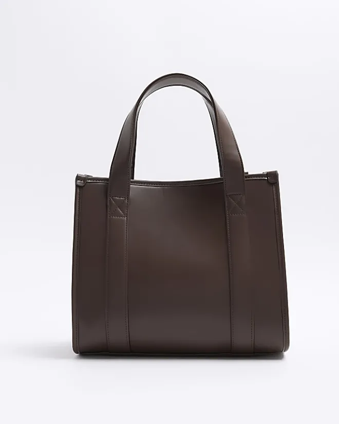 River Island embossed cross body tote bag Brown New