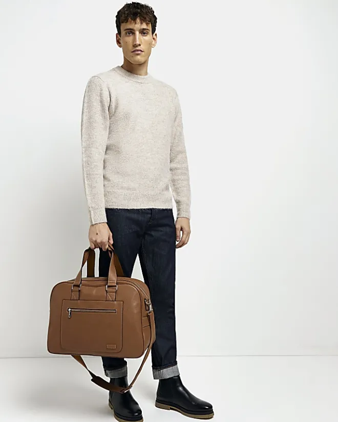 River Island faux leather holdall Brown Online