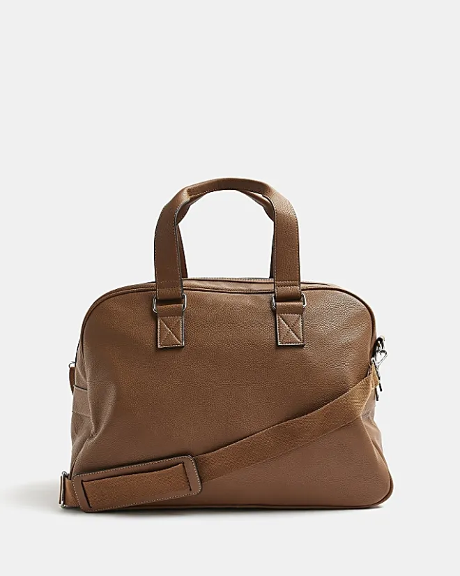 River Island faux leather holdall Brown Online