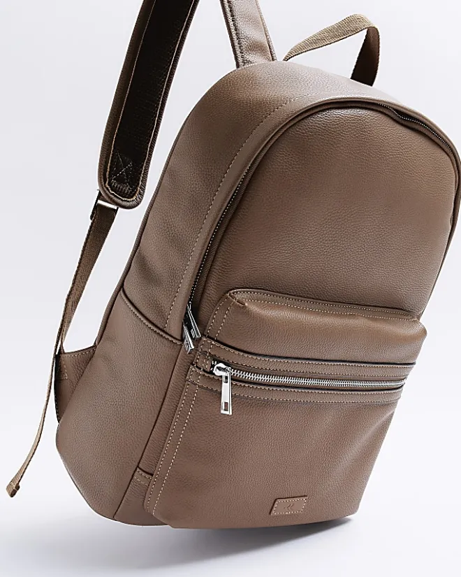 River Island faux leather rucksack Brown New