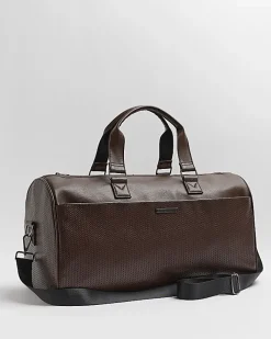 River Island faux leather Weave Holdall Brown Sale