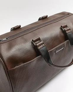 River Island faux leather Weave Holdall Brown Sale