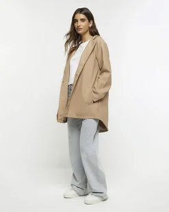 River Island Hooded Rain Coat Brown Discount