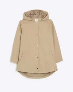 River Island Hooded Rain Coat Brown Discount